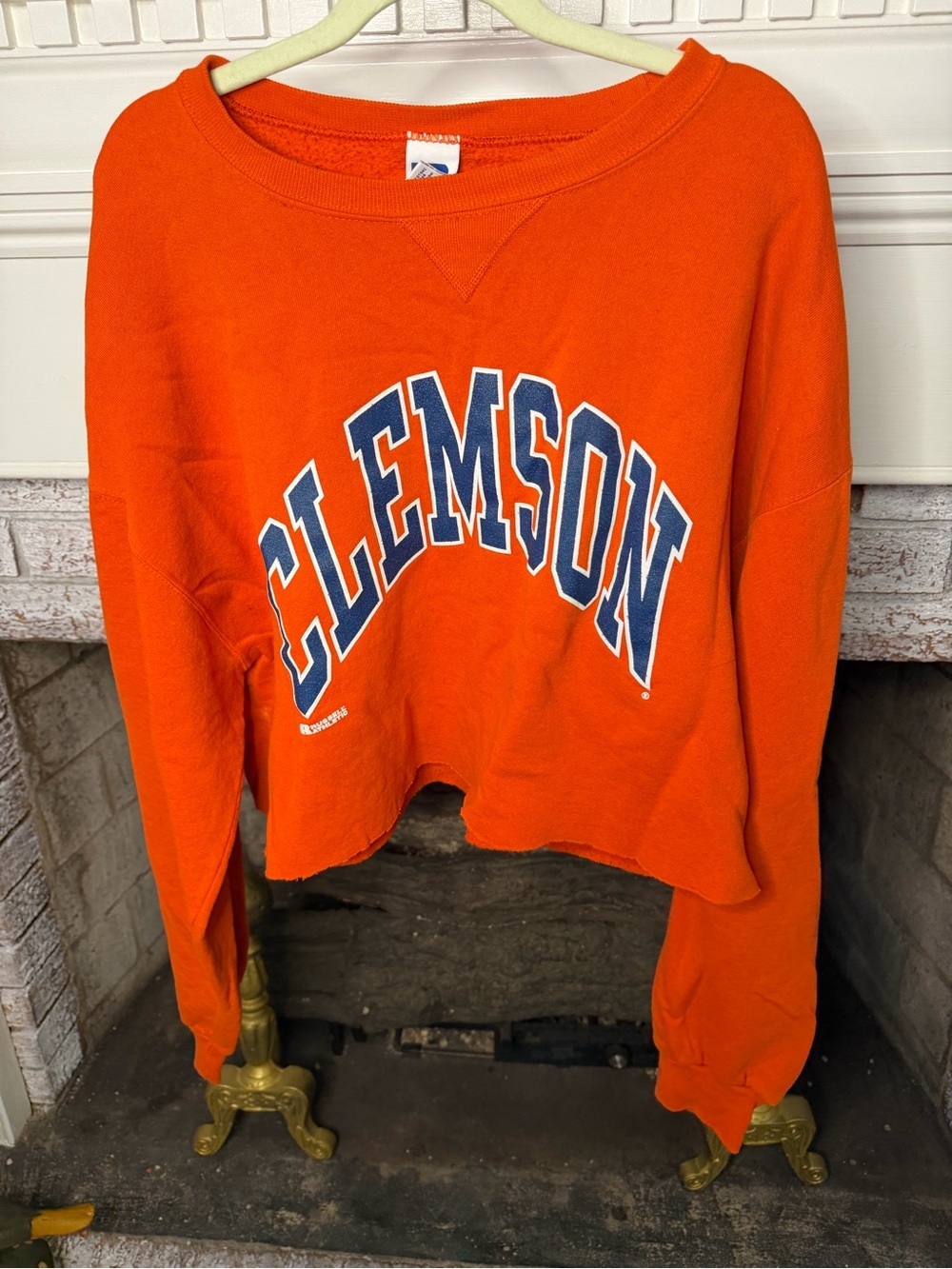 Russell Athletic Cropped Orange Clemson Crewneck Sweatshirt Collegiate Football